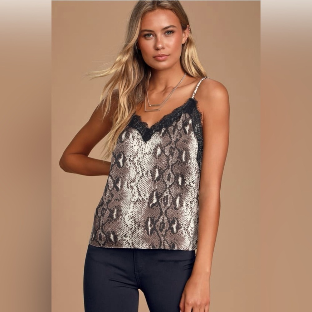 Snake Print Lace Cami Top NWOT